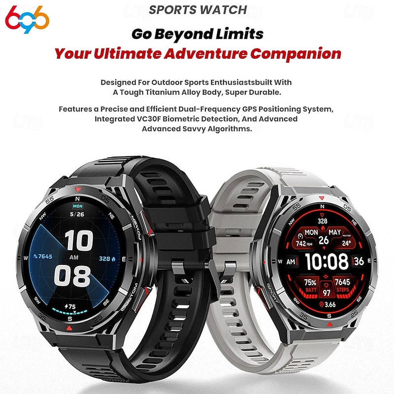 X28 Smart Watch 1.43 inch Smartwatch Fitness Running Watch Bluetooth Pedometer Call Reminder Activity Tracker Compatible with Android iOS Women Men GPS Long Standby Waterproof IP68 22mm Watch Case2