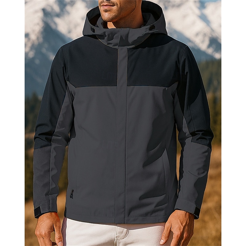 Men's Windbreaker Hiking Jacket Rain Coat Outdoor Waterproof Windproof Hiking Outfits Hiking Clothes Spring Autumn / Fall Jacket Hunting Fishing Camping / Hiking / Caving Dark Grey Red Blue4