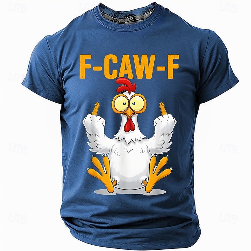 F-Caw-F Funny Chicken Humorous Rooster Rude T Shirt Short Sleeve T shirt 3D Print Crew Neck Shirt Fashion Daily Street Daily Black Red Blue Summer Spring Clothing Apparel S M L XL XXL XXXL