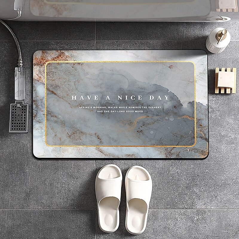Nordic Creative Brick Pattern Rug For Bathroom Entryway Marble Design Absorbent Non Slip Floor Mat Easy Care Stain Resistant Indoor Doorway Carpet Decorative Home Accent2