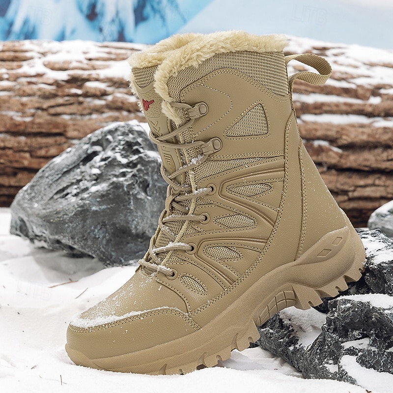Men's Waterproof Tall Winter Snow Boots with Fur Lining, Anti-Slip Rubber Sole, Insulated Outdoor Hiking Footwear for Extreme Cold Weather, Trekking and Mountain Adventures