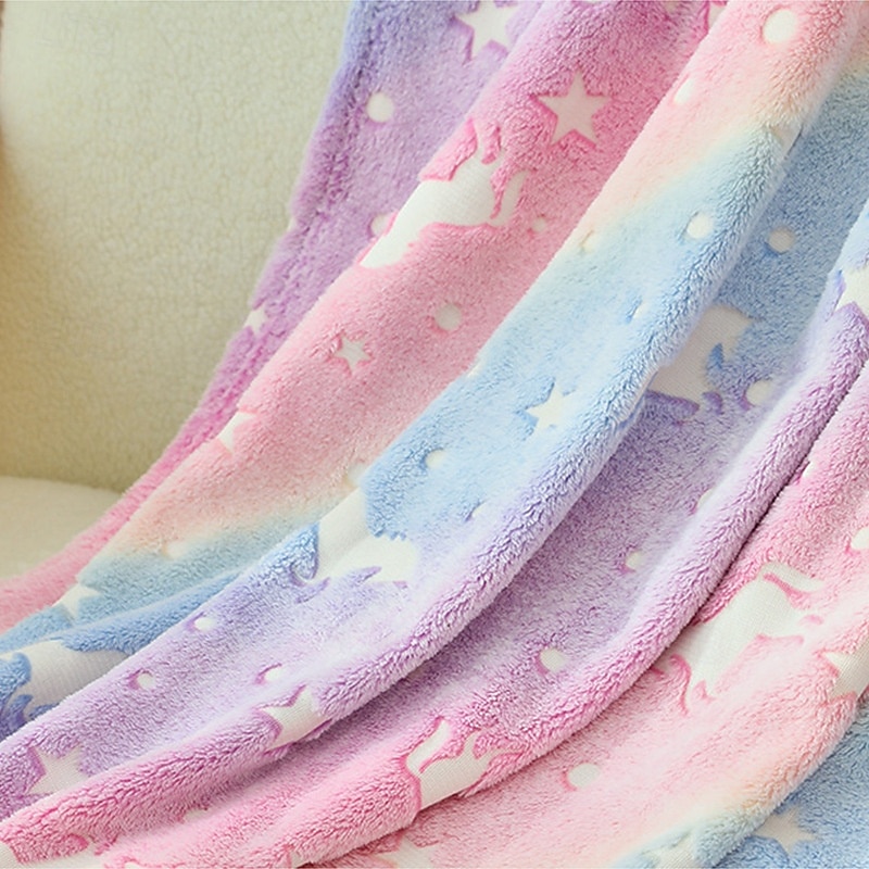 Flannel Glow-in-the-Dark Horse Blanket, Soft Toddler & Nursery Throw, Fleece Nap Blanket for Office, Sofa Cover, Kids Cozy Warm Bedding3