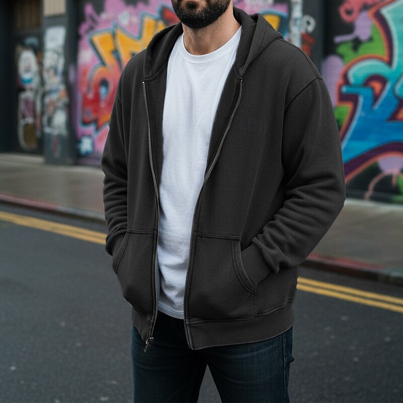 Men's Pullover Hoodie Sweatshirt Distressed Hoodie Apricot Black Pink Coffee Gray Hooded Plain Pocket Daily Going out Streetwear 100% Cotton Vintage Retro Casual Fall & Winter Clothing Apparel Hoodies3