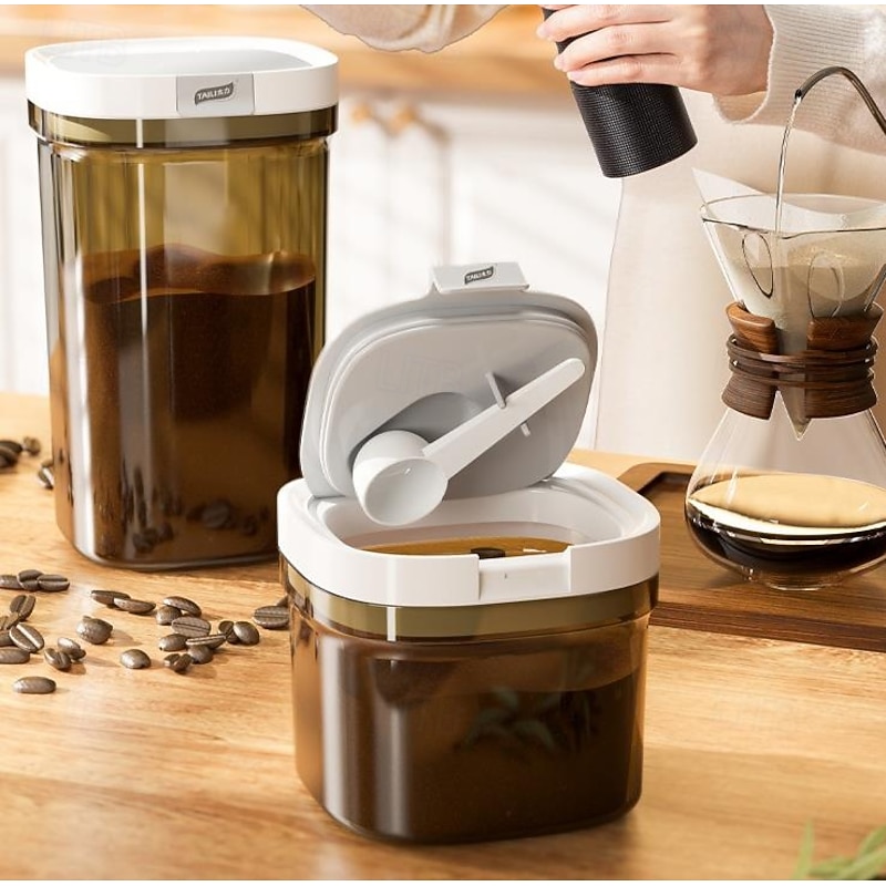 TAILI Coffee Storage Containers, BPA Free Plastic Kitchen Canisters Set for Ground Coffee, Spices, Herbs, Candy, Snacks