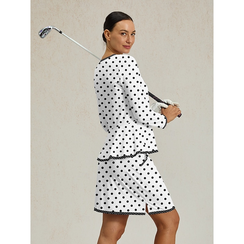 Women's Golf Polo Shirt White Long Sleeve Top Ladies Golf Attire Clothes Outfits Wear Apparel