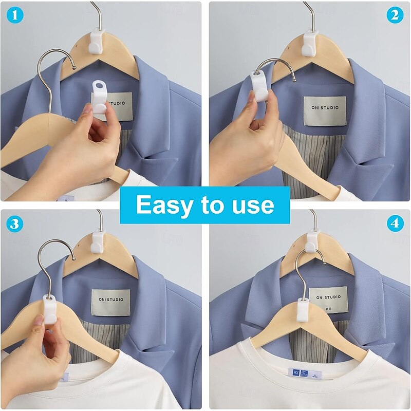 200pcs Space-Saving Clothes Hanger Connector Hooks – Stackable Wardrobe Hooks for Closet Organization, Multi-Functional Home Storage, Space-Saving Hanger Links3