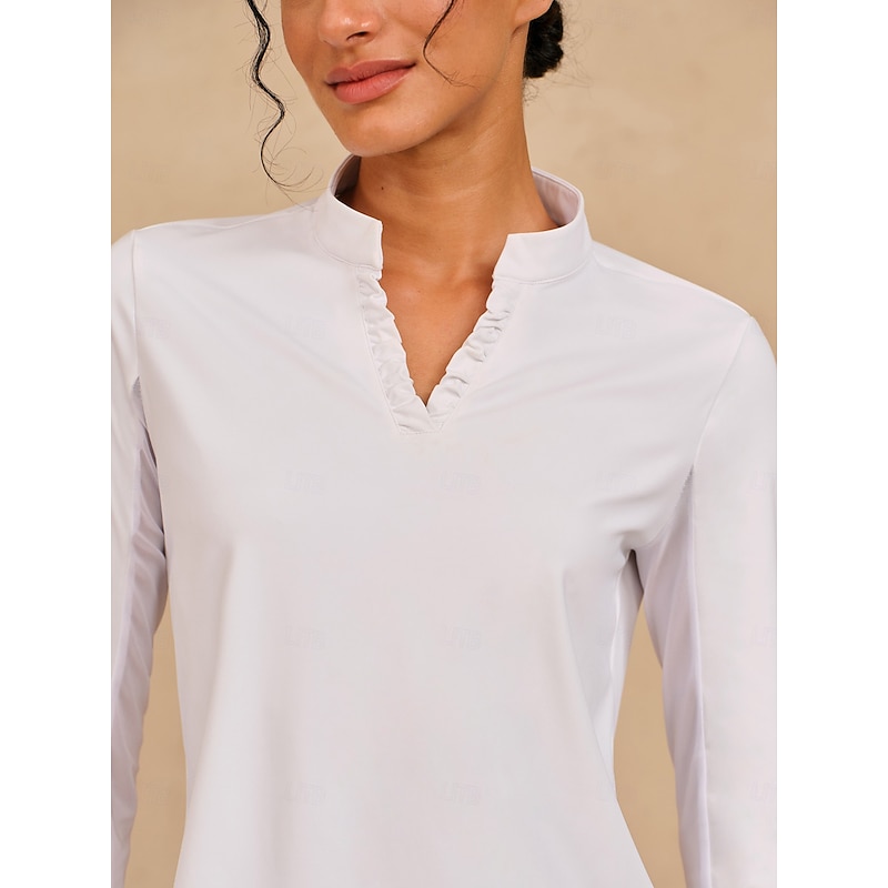 Women's Golf Polo Shirt White Top Ladies Golf Attire Clothes Outfits Wear Apparel3