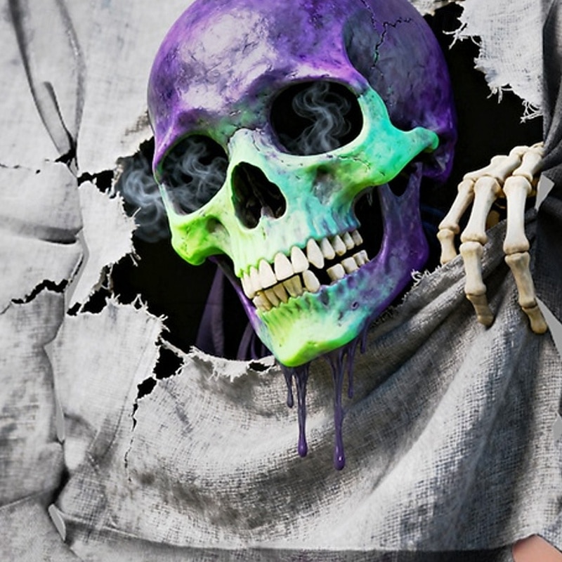 Halloween Boys' 3D Skull Hoodie Pullover Long Sleeve Spring Fall Fashion Basic Kids 4-12 Years Hooded Outdoor Casual Daily Regular Fit3