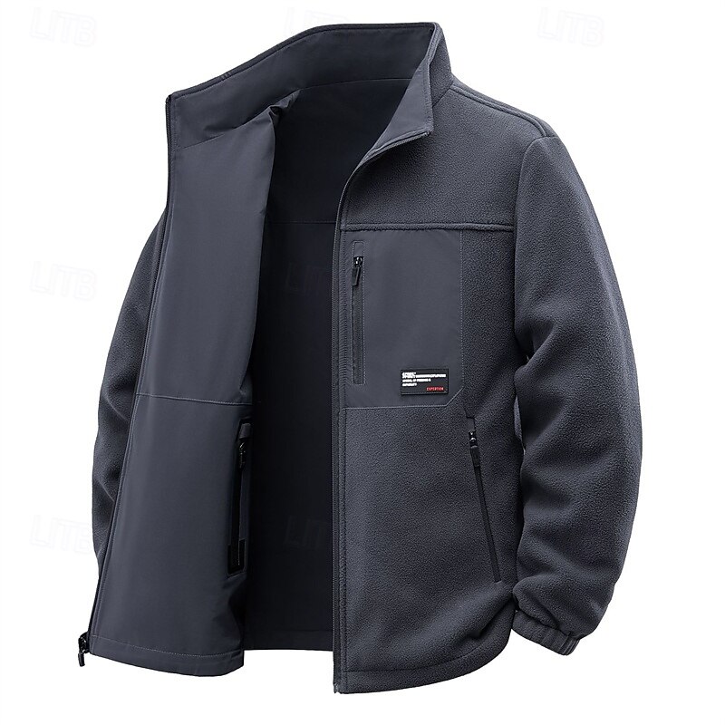 Men's Outdoor Jacket Raincoat Hiking Jacket Daily Hiking Windproof Rainproof Pocket Fall Winter Plain Fashion Classic Stand Collar Regular Black Orange Army Green Gray Jacket4