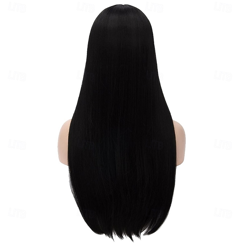 Black Wig for Costume Women 27'' Long Black Wigs for Women Cute Black Straight Wigs for Halloween Costume2