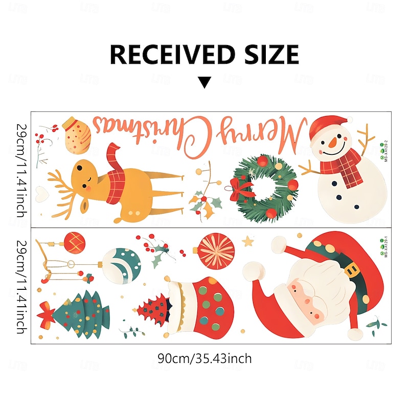 Christmas Sticker Wall Decals Creative Cartoon Santa Claus Snowman Holiday Party Living Room Wall Mural Removable Vinyl Home Decoration Background For Christmas Festival Atmosphere3
