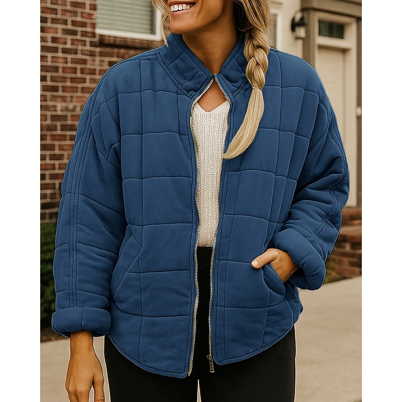 Women's Winter Crop Coat Fleece Jacket Zip Up Jacket Thick with Pockets Long Sleeve Top Athleisure Solid Colored Windproof Warm Hiking Travel Vacation Sportswear Activewear Black White Pink4