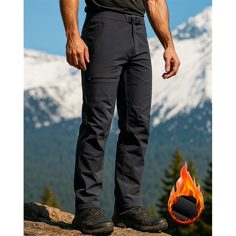 Men's Hiking Pants Trousers Hiking Trousers Fleece Pants Waterproof pants Winter Outdoor Regular Fit Waterproof Windproof Warm Pants / Trousers Pocket Black Grey Camping / Hiking Hunting Climbing S M