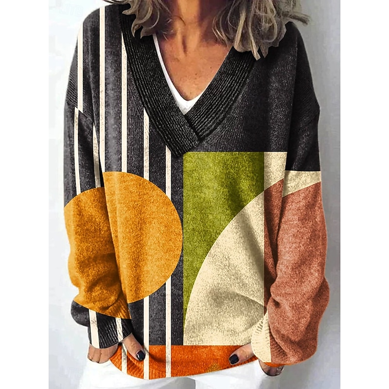 Women's Cardigan Daily Casual Graphic Geometric Polka Dot Ribbed V Neck Buttons Print Long Sleeve Regular Tops Knit Outdoor Weekend Black Pink Fall Winter3