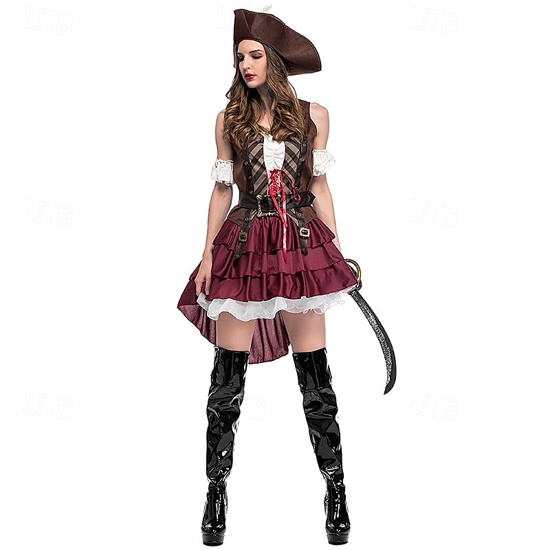 Pirate Halloween Dress Fancy Costume Horror Scary Adults' Women's Halloween Carnival Performance Party Easy Halloween Costumes Dress Up4