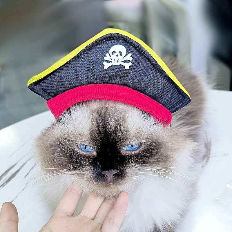 1pc Pirate Dog Costume Hat for Small Medium Large Breeds - Halloween Captain Hat for Dogs and Cats