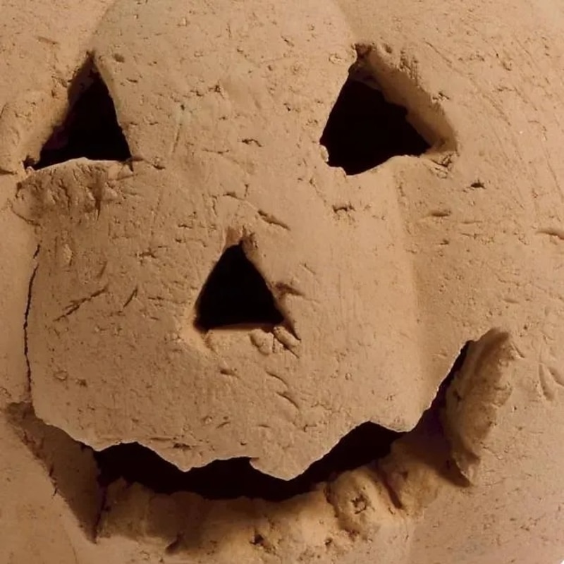 1pc Halloween Ceramic Fireproof Fire Pit Pumpkin, Burning Jack-O'-Lantern Head Figurine for Fireplace or Fire Bowl, Scary Halloween Party Prop and Spooky Indoor Outdoor Decor2