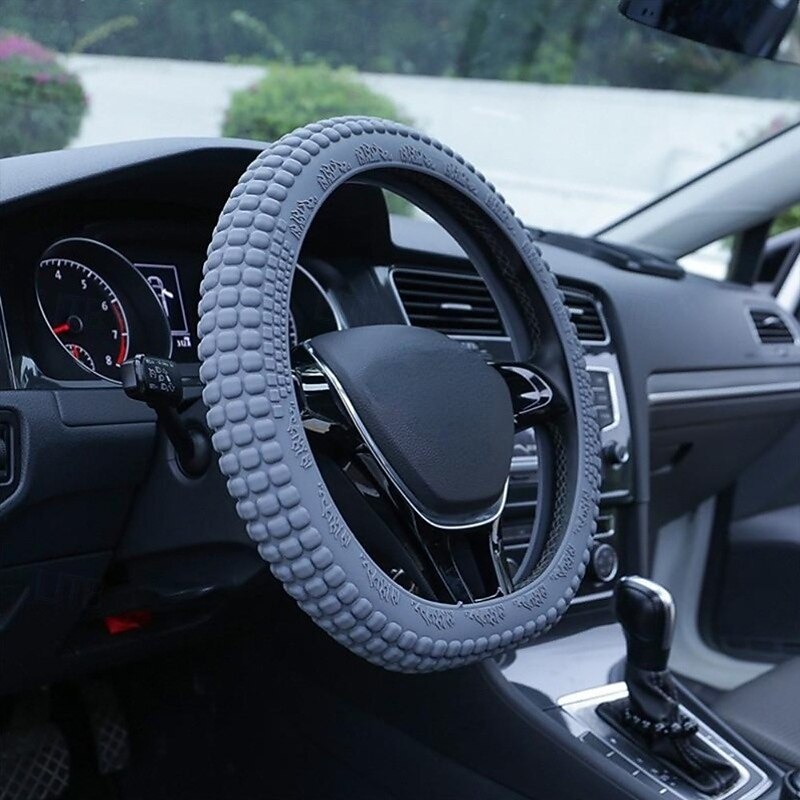 Silicone Corn Kernel Steering Cover - 1pc Anti-Skid Wear-Resistant Car Steering Handle Protector No Inner Circle - All-Season Vehicle Grip Accessory4