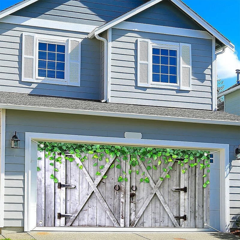 Garage Door Cover Large Hanging Backdrop Farm Barn Rustic Cottagecore 3D Party Outdoor Shooting Backgrounds Front Door Home Decor4