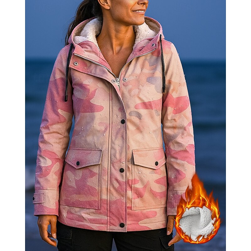 Women's Outdoor Jacket Hiking Jacket Fleece Jacket Outdoor Fleece Lining Waterproof Windproof Hiking Outfits Hiking Clothes Winter Autumn / Fall Jacket Hunting Ski / Snowboard Camping / Hiking