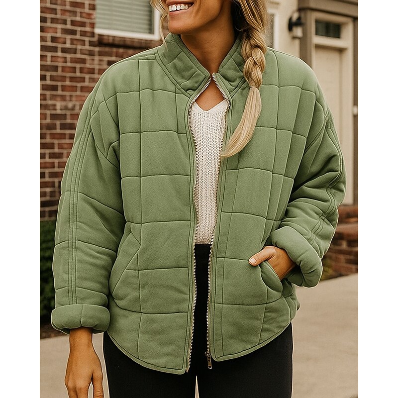 Women's Winter Crop Coat Fleece Jacket Zip Up Jacket Thick with Pockets Long Sleeve Top Athleisure Solid Colored Windproof Warm Hiking Travel Vacation Sportswear Activewear Black White Pink3