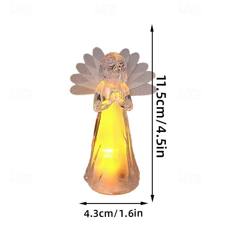1 Pc 11.5 * 4.3CM Christmas and Halloween LED strip light, electronic acrylic imitation crystal angel ornament light, indoor and outdoor bedroom dining room night light LR41 * 3 batteries3