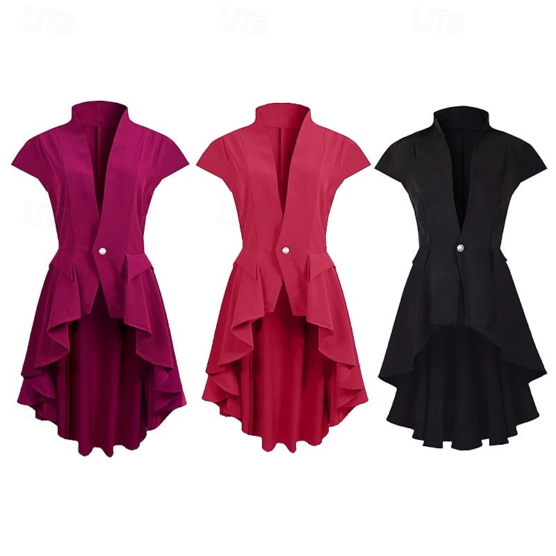 Retro Vintage Punk & Gothic Medieval Tailcoat Trench Coat Witch Cosplay Solid Colored Fancy Dress Women's Steampunk Walpurgis Night Halloween Carnival Masquerade Adults' Coat