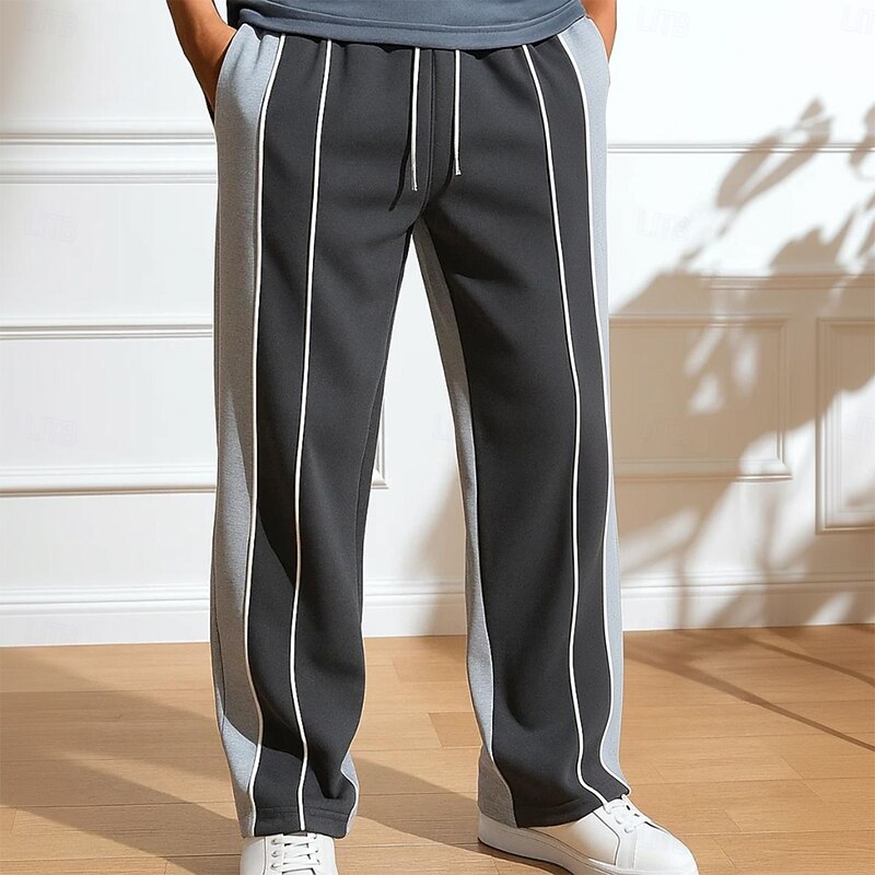 Men's Sweatpants Wide Leg Sweatpants Athletic Pants Trousers Open Bottom Sweatpants Drawstring Elastic Waist Plain Striped Moisture Wicking Breathable Full Length Sports Outdoor Casual Daily Vacation2