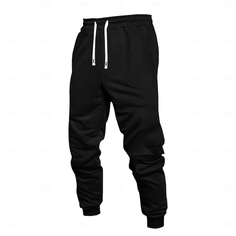 Men's Sweatpants Joggers Trousers Casual Pants Drawstring Elastic Waist Plain Moisture Wicking Breathable Full Length Outdoor Casual Daily Fashion Streetwear Black Navy Blue Inelastic