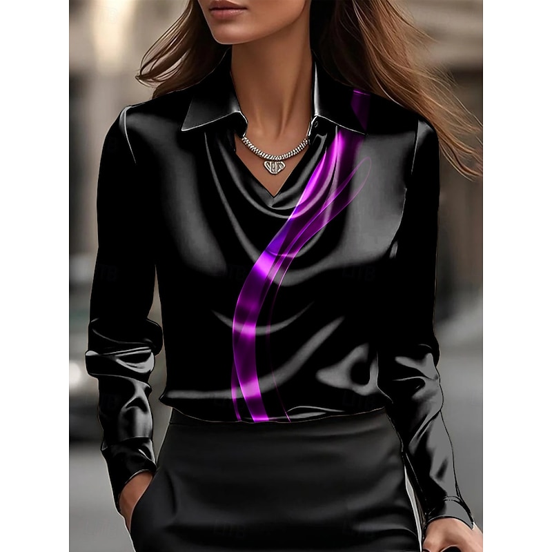 Women's Shirt Ombre Graphic Abstract Elegant Stylish Basic Long Sleeve Cowl Neck Regular Tops Work Party Evening Wear Daily Ruched Draped Red Blue Purple Orange Green Summer Fall4