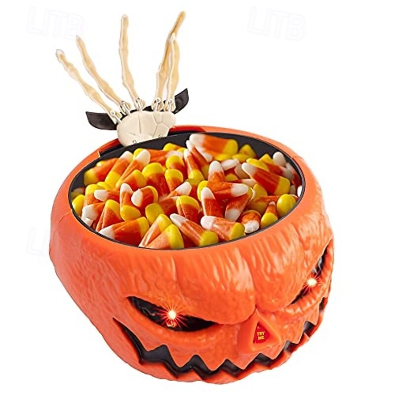 Halloween Gray Candy Bowl Dish with Animated Hand Spooky Decoration Props LED Eyes & Sound for Haunted House Horror Party Bar Table Decor3