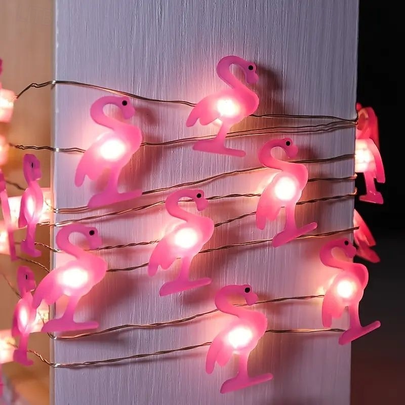 LED Copper Wire Light Pink Flamingo Fairy String Light 2m 20LEDs Battery Powered Cherry Blossom Peach Flower Light Christmas Wedding New Year Party Holiday Birthday Home Garden Decoration2