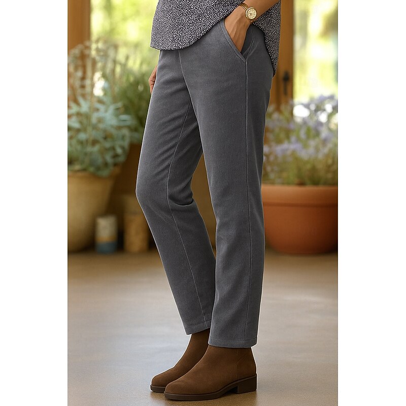 Women's Fleece Pants Slacks Fashion Basic Casual Full Length High Waist Plain High Cut Comfy Soft Comfortable Stretchy Home Daily Winter Black Brown Gray Spring Fall Winter Loose Fit3