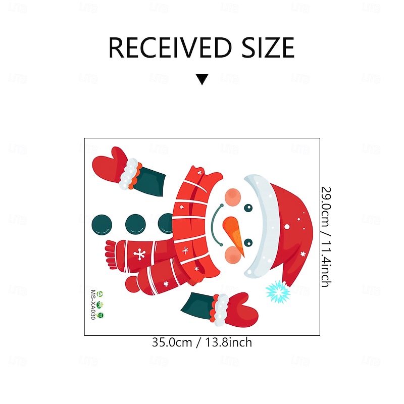 Christmas Sticker Wall Decals Cartoon Snowman Removable Vinyl Mural Holiday Party Commercial Shop Glass Window Door Background Decoration For Christmas Festival Home Atmosphere3