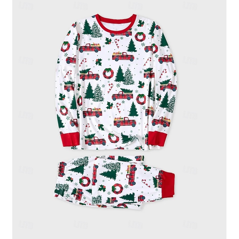 Christmas Trees Family Christmas Pajamas Nightwear Men's Women's Boys' Girls' Family Matching Outfits Sweet Graphic Pattern Adults Kid's Christmas New Year Christmas Eve Home Wear Top Pants4