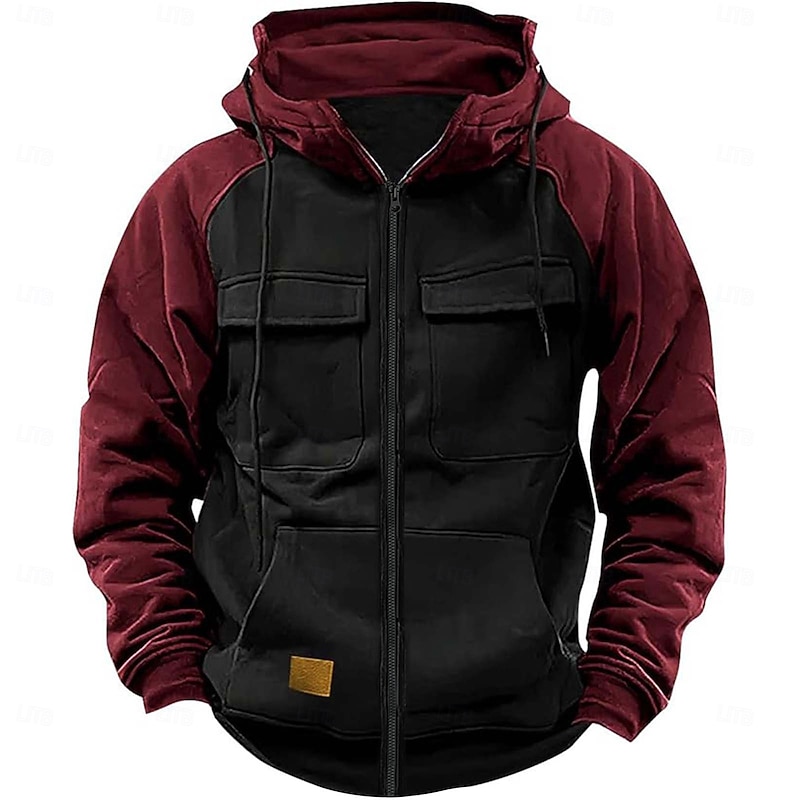 Men's Hoodie Full Zip Hoodie Tactical Hoodie Wine Red Black Pink Army Green Blue Hooded Plain Tactical Sports & Outdoor Daily Streetwear Cool Casual Winter Spring &  Fall Clothing Apparel Hoodies2