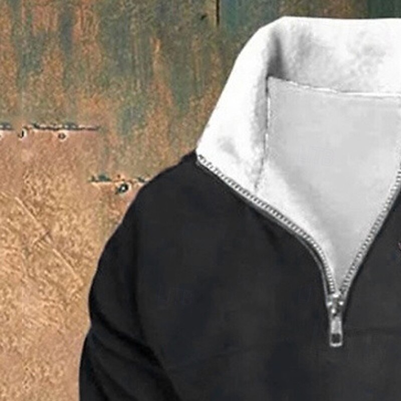 Men's Sweatshirt Fleece Sweatshirt Fleece lined Hoodie Hunting Sweatshirt Black High Neck Plain Embroidery Color Block Sports & Outdoor Casual Daily Streetwear Cool Sportswear Fall Winter Clothing2