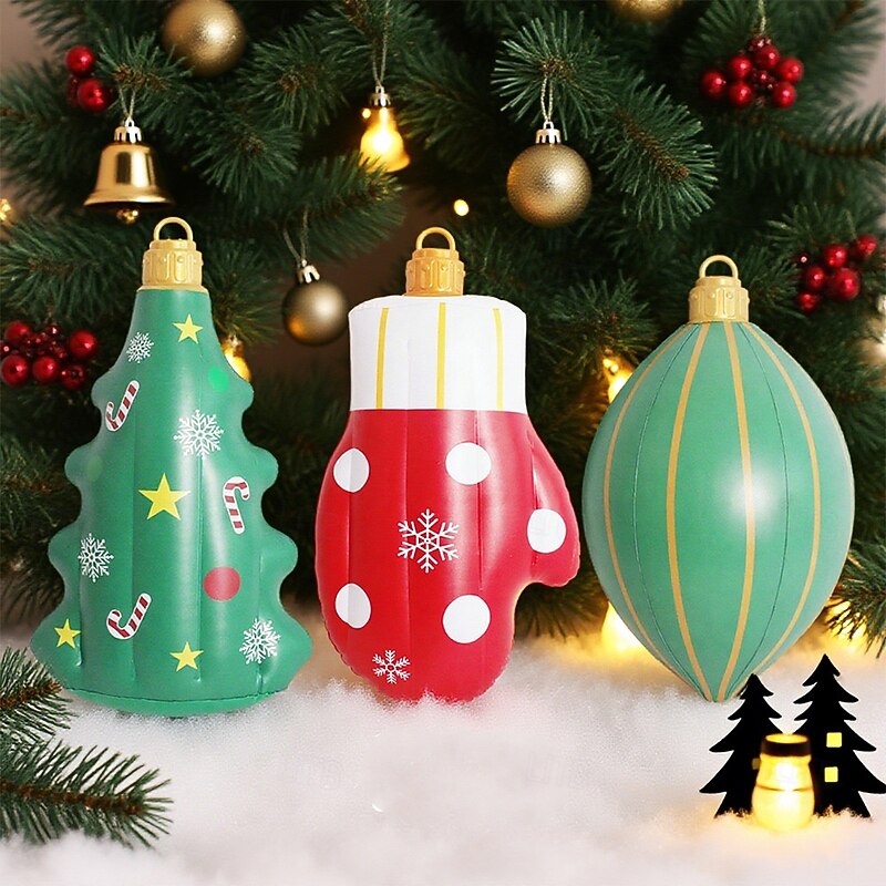 Christmas Outdoor Inflatable Decorations 68-81cm (26.8-31.8 Inch) Huge Xmas Large Ornaments for Yard Tree Lawn Garden Porch Blow Up Balls & Shapes