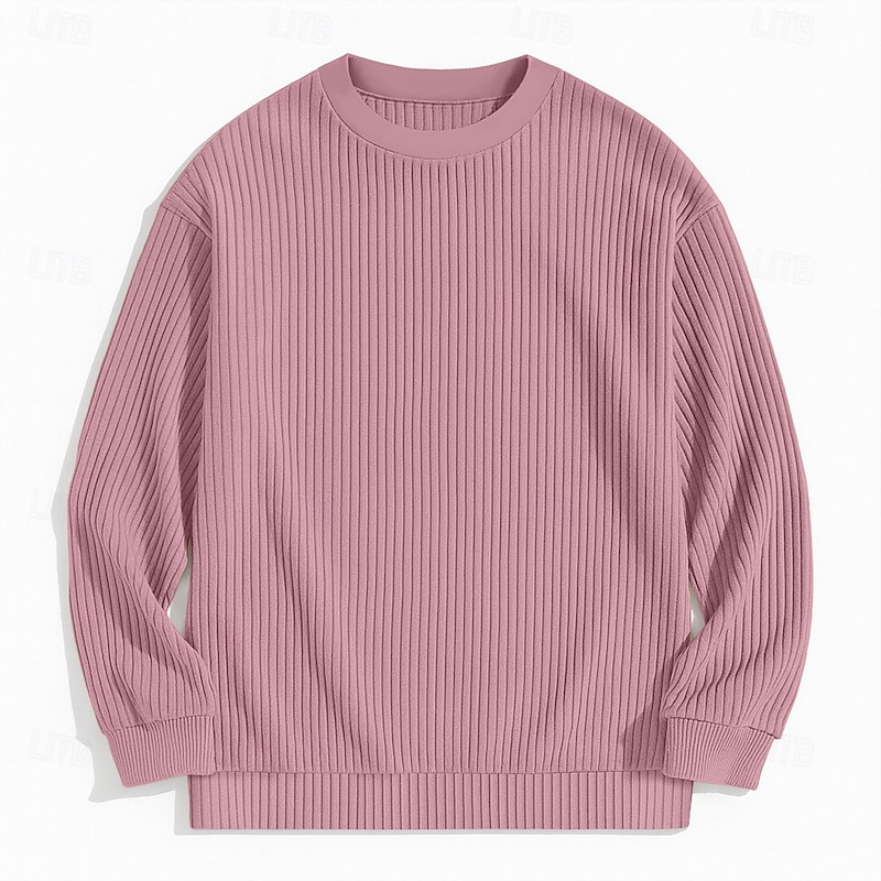 Men's Sweatshirt Corduroy Pullover Hoodie Sweatshirt Pullover Apricot Pink Red Navy Blue Green Crew Neck Plain Textured Sports & Outdoor Casual Daily Streetwear Cool Sportswear Spring &  Fall4