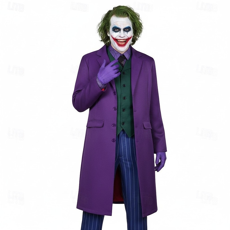 Joker Joker Clown Cosplay Costume Suits & Blazers Fancy Dress Costume Party Movie Cosplay for Men's Adults' Halloween Carnival Performance Party