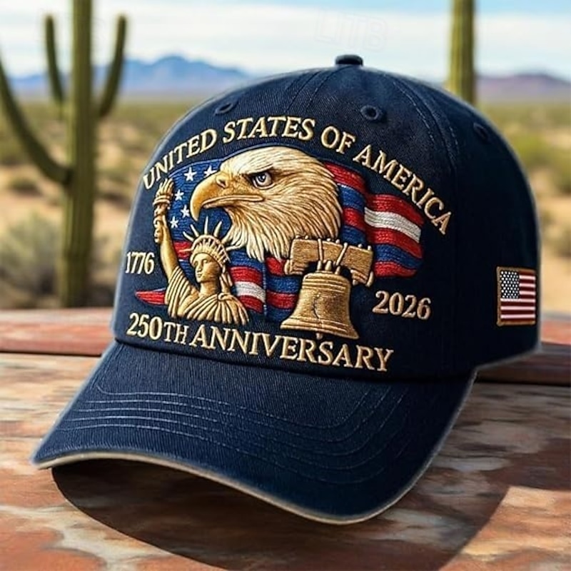 United States 250th Anniversary Hat Bald Eagle Heat Transfer Printing Patriotic Baseball Cap Adjustable Retro Patriotic Cap for Men Women2
