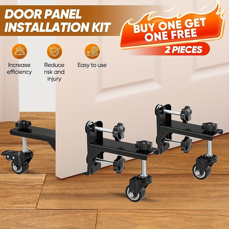 2025 Upgrade Saker Heavy-Duty Door Installation Kit, 2pcs Door Dolly for 0.8 to 2.36 Inch Pre-Hung, Slab, And Front Doors, Door Installation Tools, Door Lifter.2pc (Buy 1 Get 1 Free)