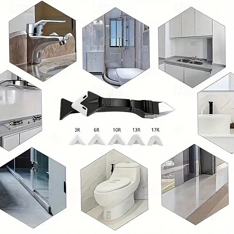 5-in-1 Caulk Removal Tool Kit – Includes Caulk Scraper, Sealant Finishing Tool, Glue and Corner Scraper, Perfect for Kitchen, Bathroom, Windows, and Sink Renovation3