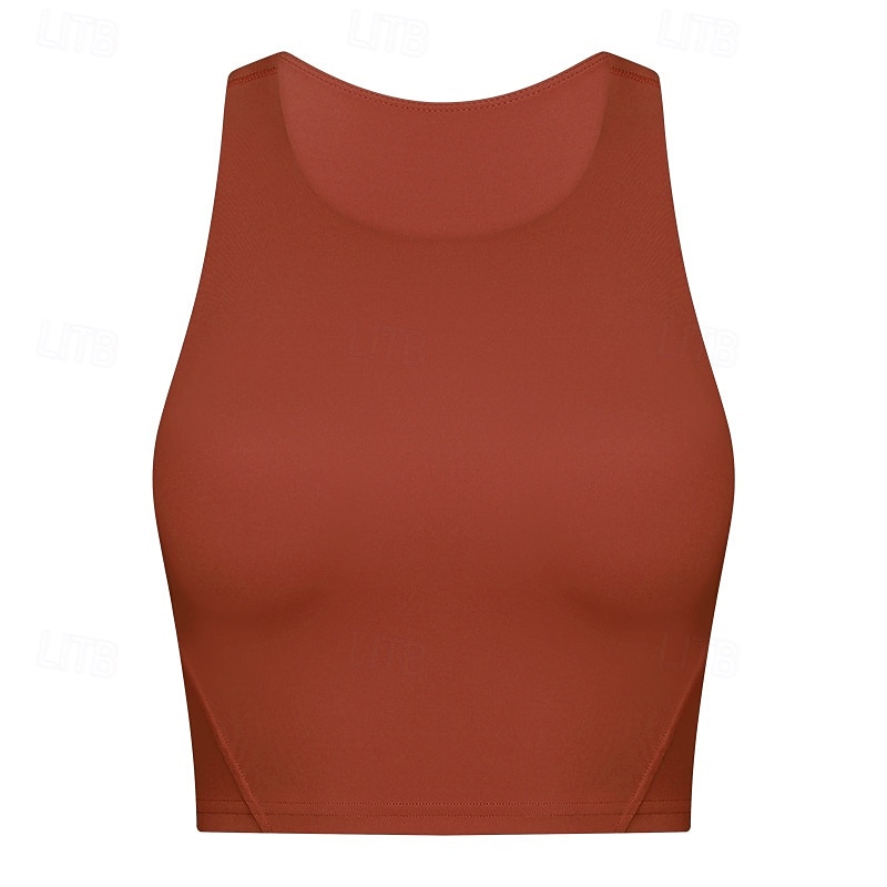 Women's Racerback  Bra Sports Tank Top Padded Sleeveless Top Athleisure Fall Solid Colored High Supports Breathable Gym Running Fitness Sportswear Activewear Black White Red4