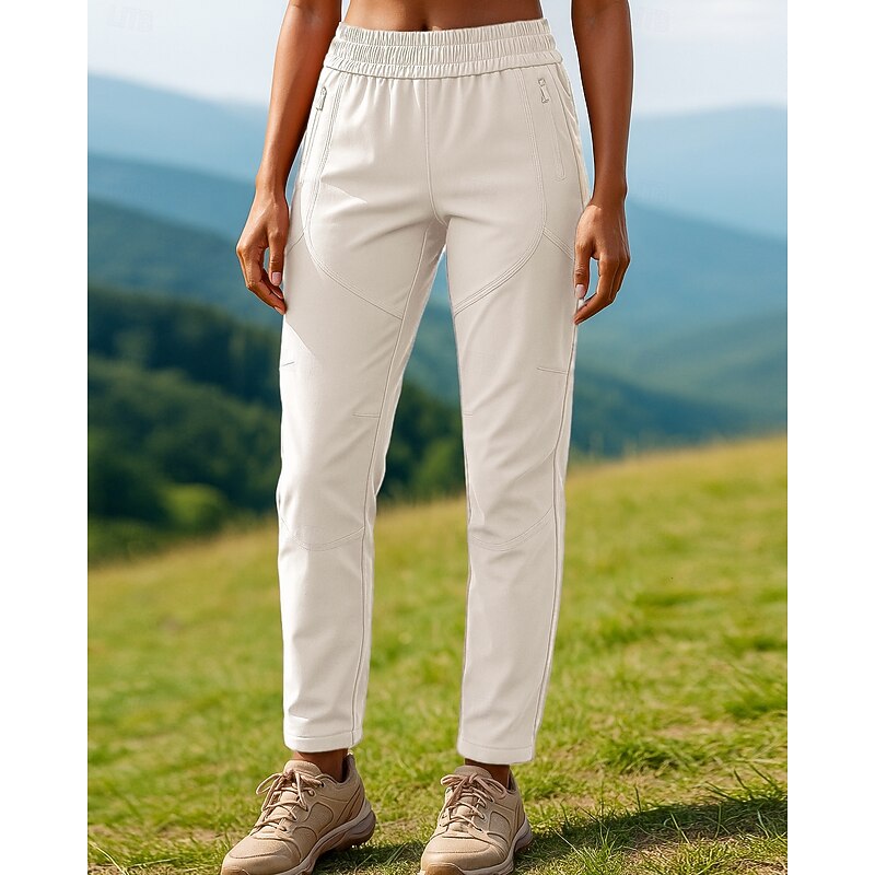 Women's Hiking Pants Trousers Waterproof Hiking Pants Hiking Trousers Fleece Pants Winter Outdoor Regular Fit Thermal Warm Waterproof Windproof Pants / Trousers Elastic Waist Black White Camping4