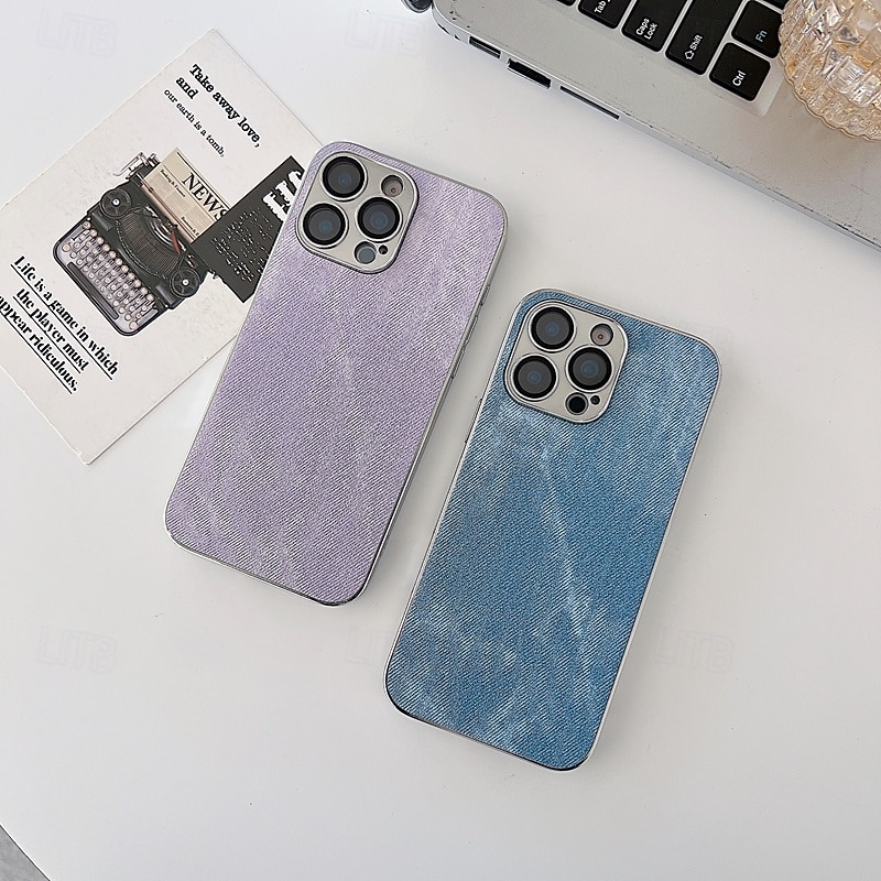 Phone Case For iPhone 16 15 14 Pro Max Plus 13 Pro Max Back Cover Shockproof Retro Canvas Plating