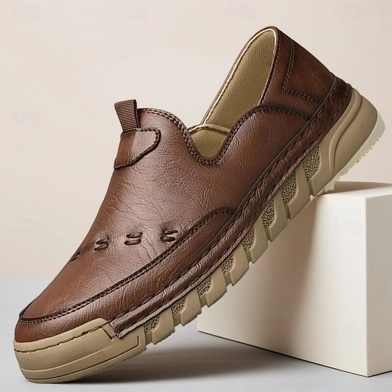 Men's Faux Leather Slip-On Loafers Soft Sole Moccasin Style Casual Shoes – Lightweight Business and Weekend Wear