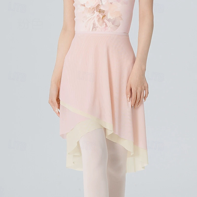 Ballet Skirts Pure Color Splicing Tulle Women's Performance Training Sleeveless High Polyester