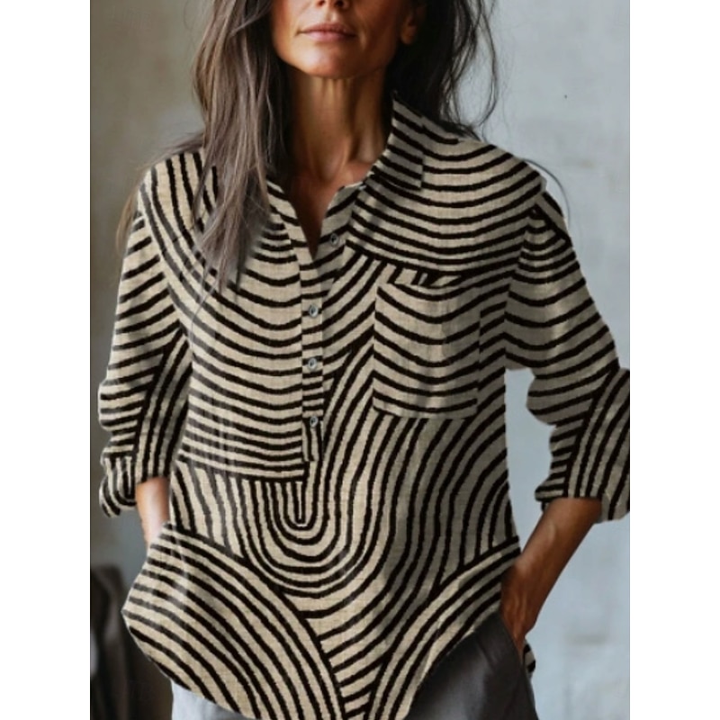 Women's Shirt Floral Stylish Casual Long Sleeve Shirt Collar Regular Tops Daily Pocket Buttons Print White Purple Green Khaki Summer Spring Fall3