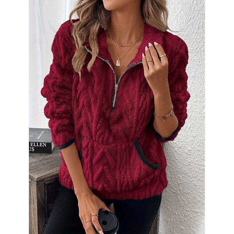 Women's Pullover Sweatshirt Casual Long Sleeve Crew Neck Regular Tops White Pink Wine Blue Purple Summer Fall Winter4